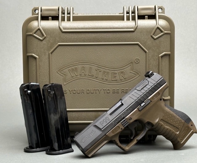 dWALTHER P99 COLLECTORS EDITION KIT 9MM PISTOL 4" OD GREEN 2-15RD MAGS