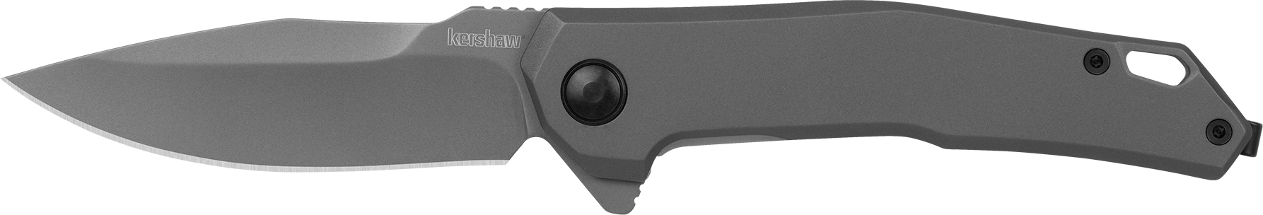 Kershaw 5570 Helitack 3.26" Flipper Drop Point Plain Gray PVD Coated 8Cr13MoV SS Blade, Gray PVD Stainless Steel Handle