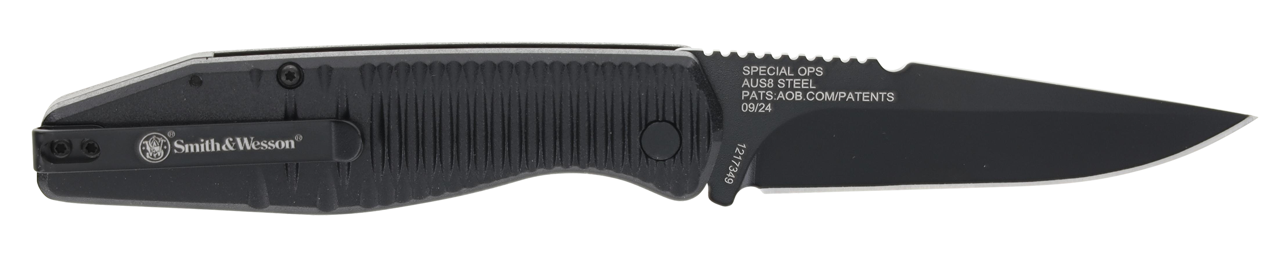 Smith & Wesson Knives 1215357 Special Ops  Full Size 3.40" Folding Drop Point Plain AUS-8A SS Blade Aluminum Handle