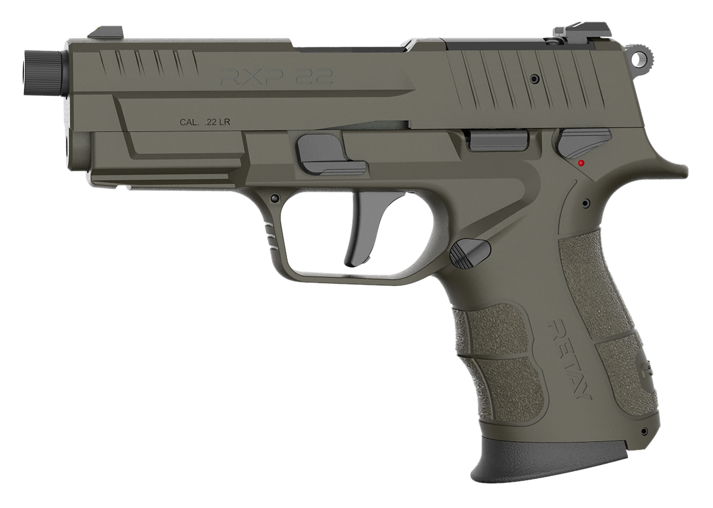 Retay USA RXP22OD10TH RXP  22 LR 10+1 4" Black Threaded Barrel, OD Green Cerakote RMR/RMSc Optic Ready/Serrated Slide, OD Green Cerakote Polymer Frame w/Accessory Rail, Textured Grip