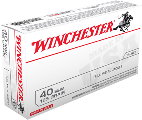 Winchester Ammo USA40SW USA 40S&W 165gr Full Metal Jacket Flat Nose 50 Per Box/10 Case