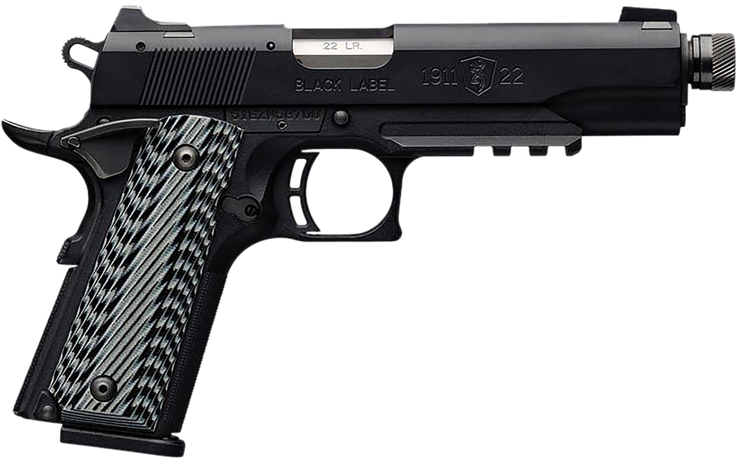 Browning 051820490 1911-22 Black Label SR Full Size 22 LR 10+1, 4.88" Stainless Steel Threaded Barrel, Matte Black Serrated Slide & Polymer Frame w/Beavertail & Picatinny Rail