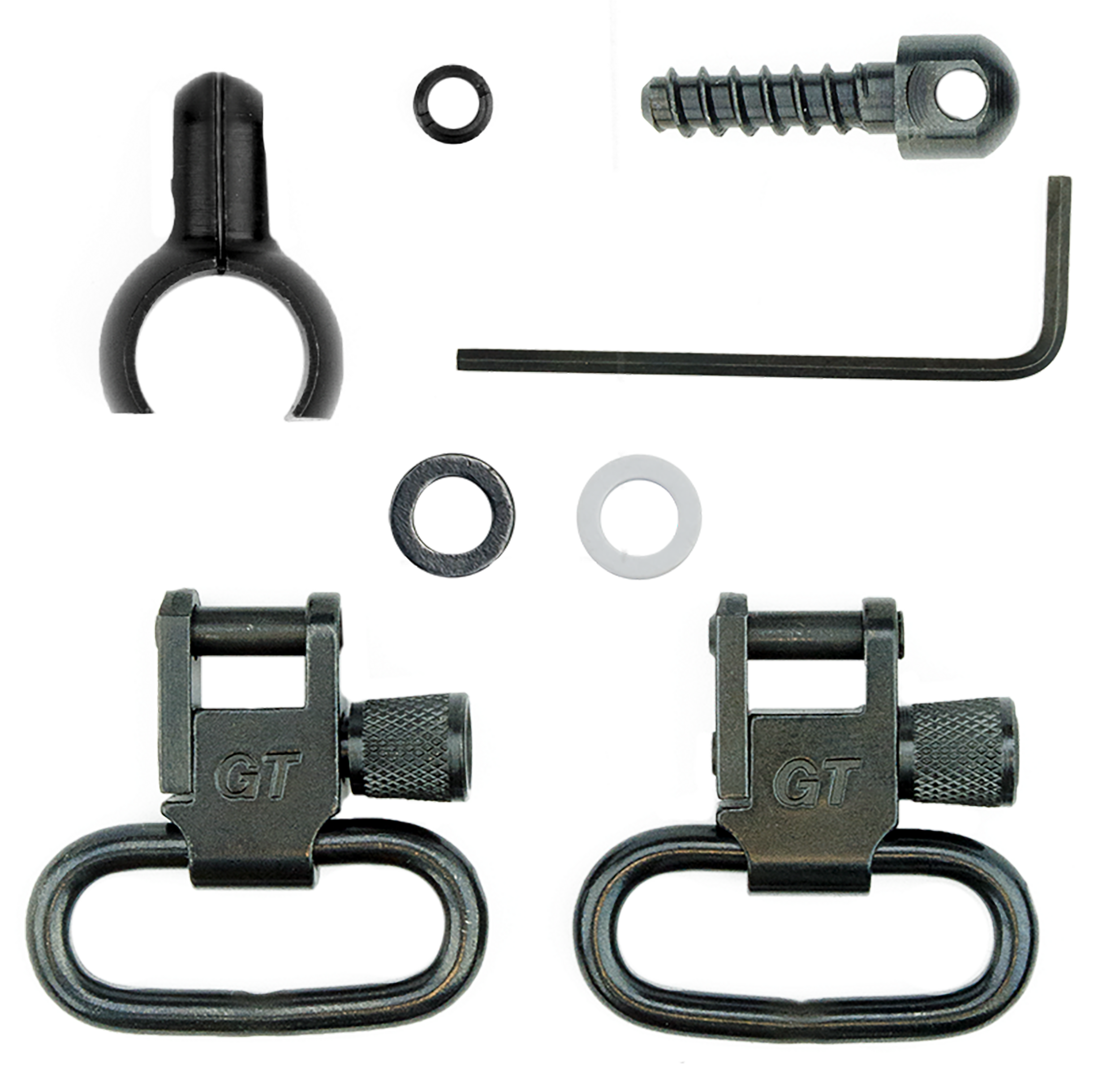 GrovTec US Inc GTSW46 Barrel Band Swivel Set Shotgun 1" Black Steel