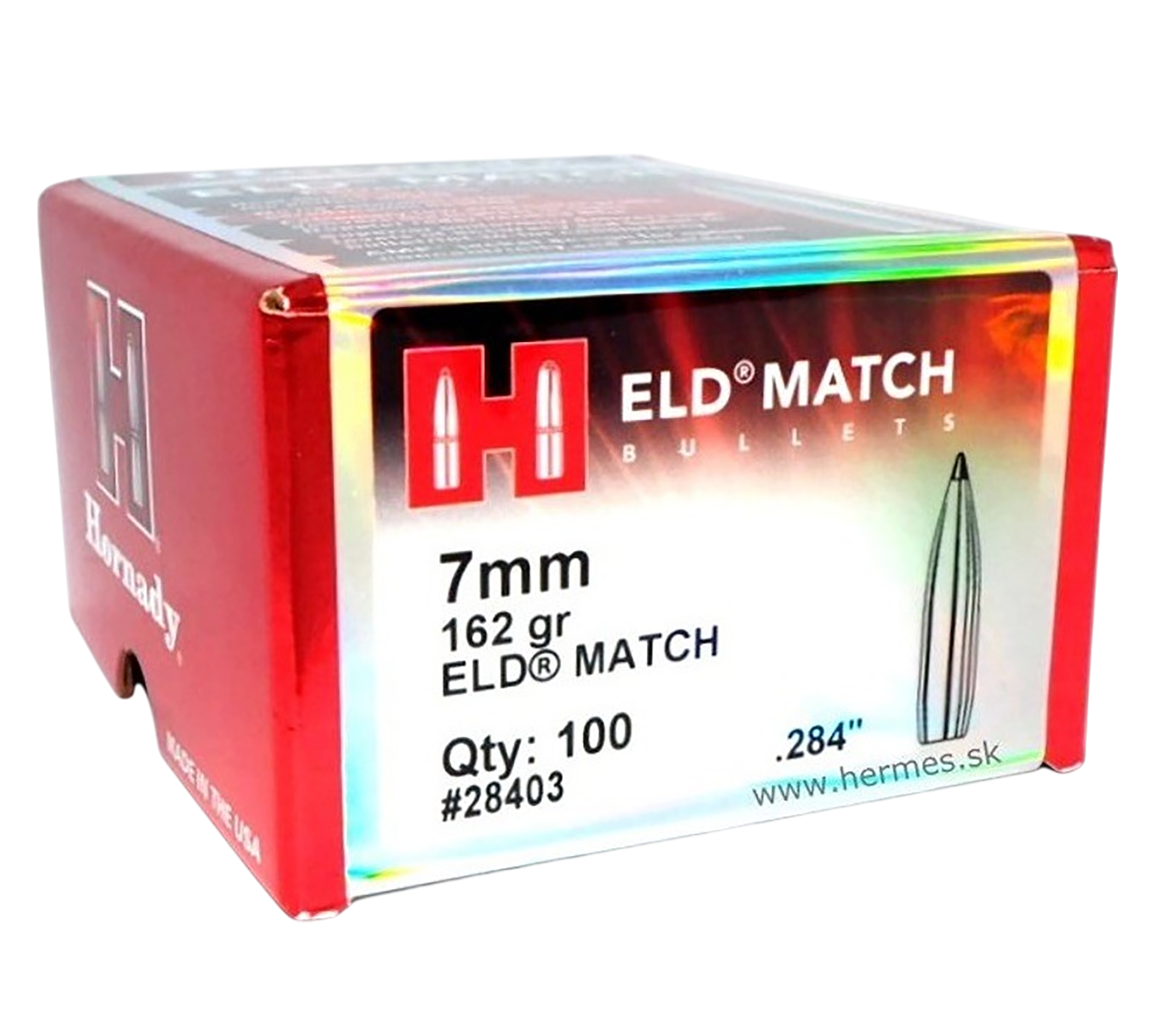 Hornady 28403 ELD Match 7mm .284 162 gr Extremely Low Drag Match 100 Per Box/ 15 Case
