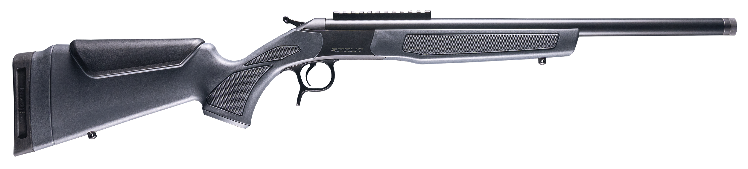 CVA CR4442 Scout  45-70 Gov 1rd 22" Blued Threaded Barrel, Blued Picatinny Rail Receiver, Stealth Gray Fixed Synthetic Stock