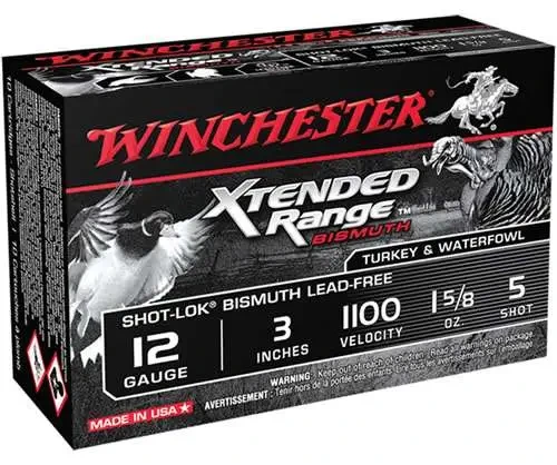 WINCHESTER 12 GA 3" #5 XTENDED RANGE SHOT-LOK BISMUTH 1-5/8 OZ 10 RD/BX 10 BX/CS
