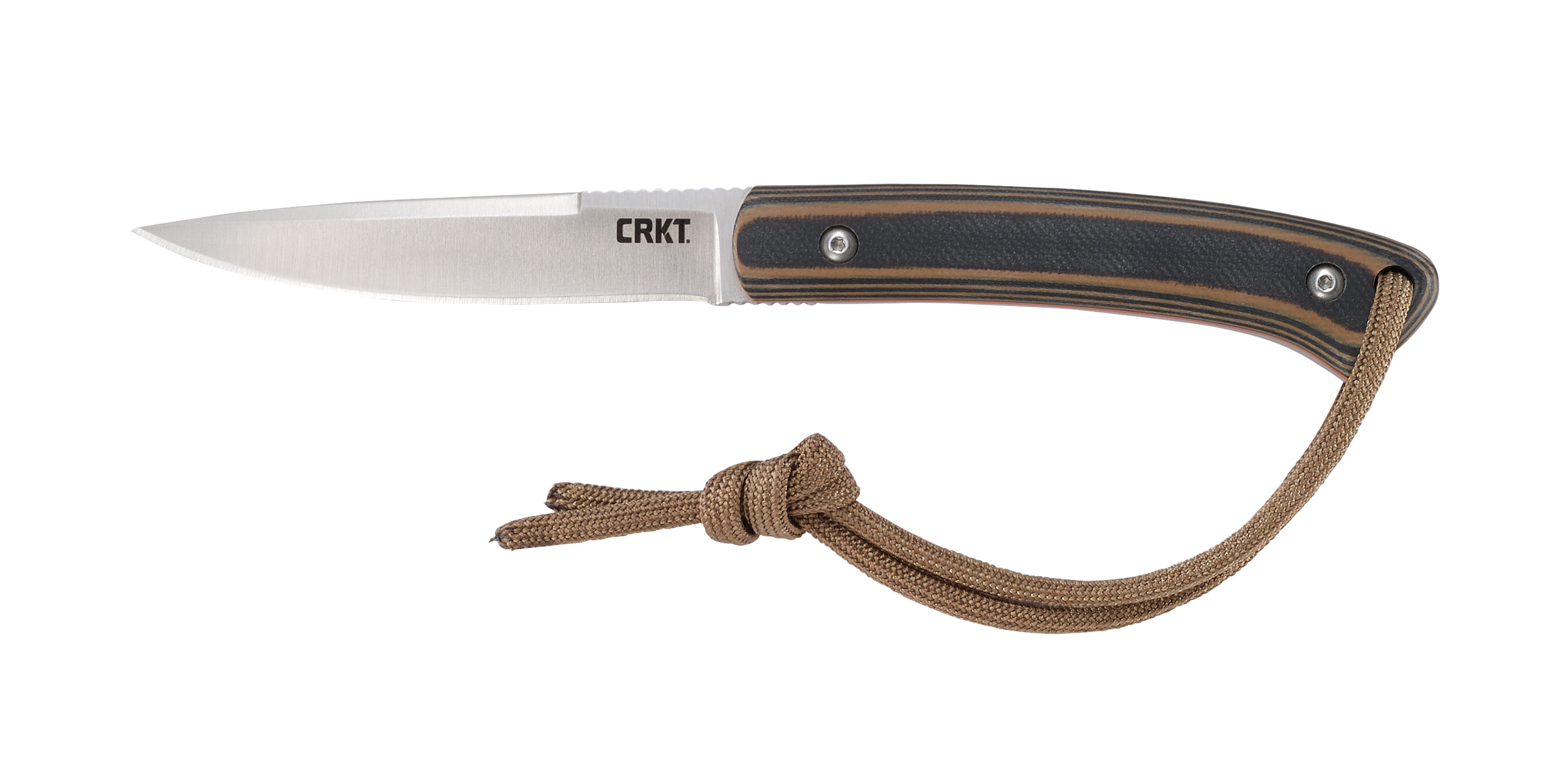 CRKT 2382 Biwa  3.02" Fixed Plain Satin 8Cr13MoV SS Blade/Black/Brown G10 Handle Includes Lanyard/Sheath