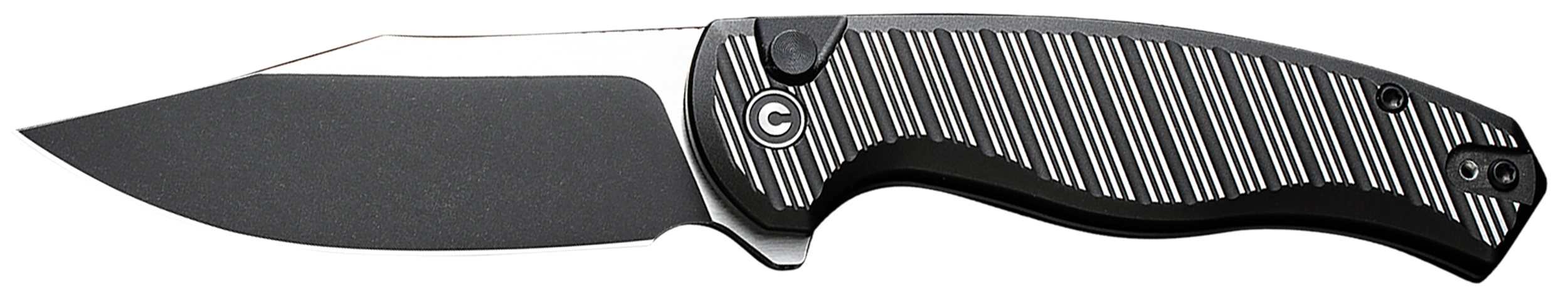 Civivi Knives C23040B-1 Stormhowl 3.30" Folding Clip Point Plain Black Stonewashed Nitro-V Steel Blade, Milled Black Aluminum Handle