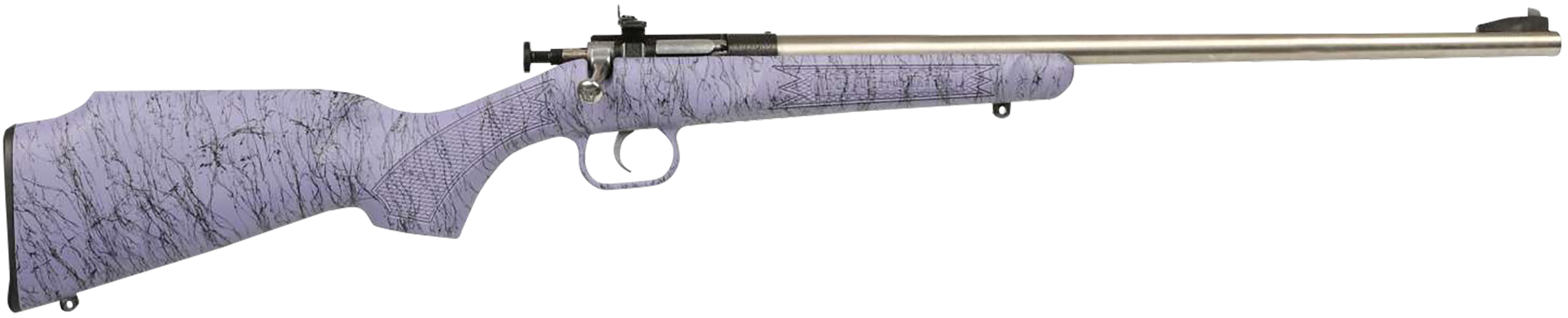 Crickett KSA2445 Gen2  Youth 22 LR 1rd 16.13" Stainless Single Shot Barrel, Stainless Steel Receiver, Purple w/Black Webbing Fixed Synthetic Stock