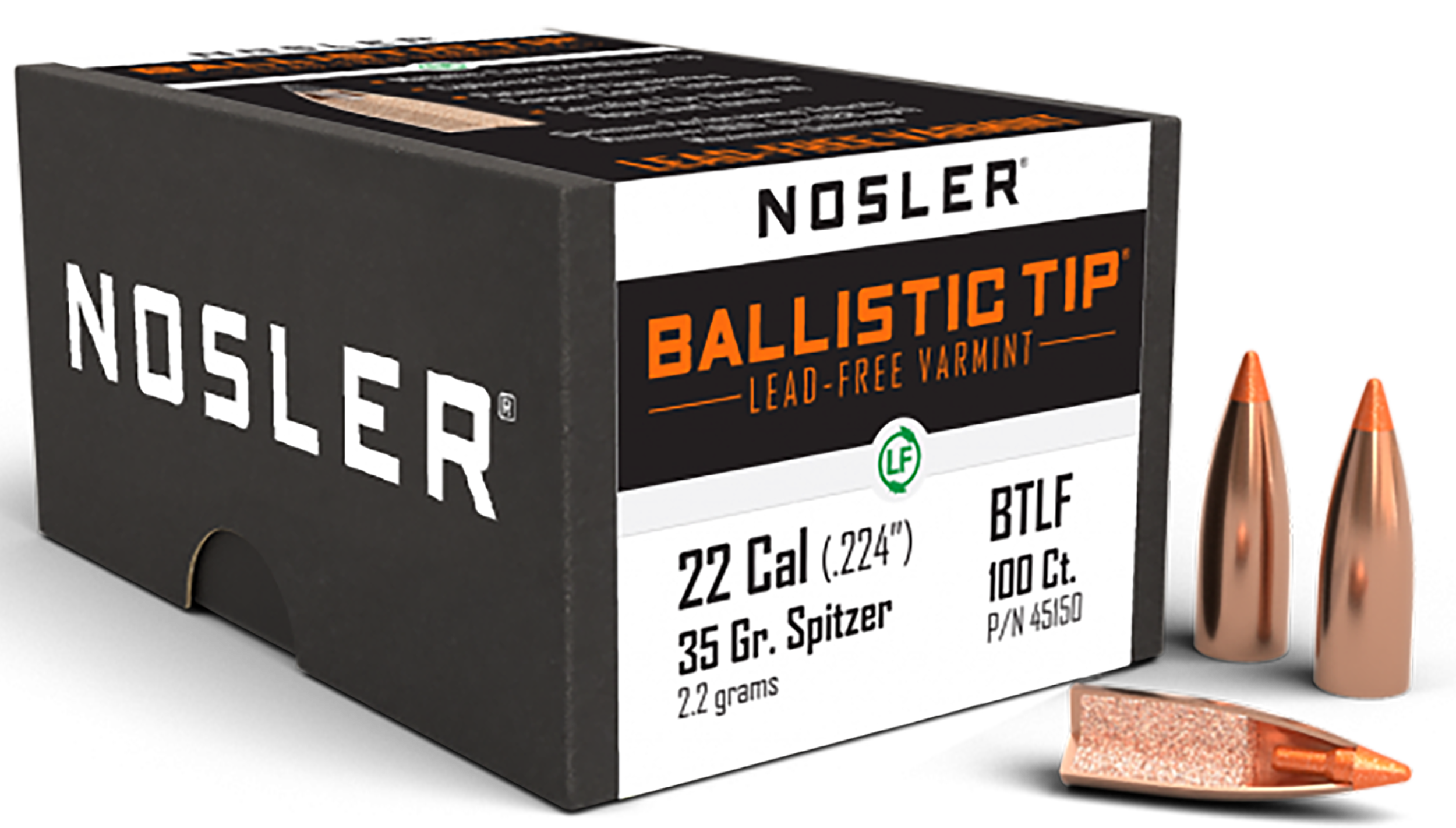 Nosler 45150 Ballistic Tip  22Cal 35gr Ballistic Tip Lead Free 100/Box