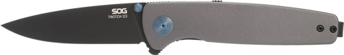 SOG KNIFE TWITCH III 3.1" SPRG ASST GRAY/BLUE/BLACK