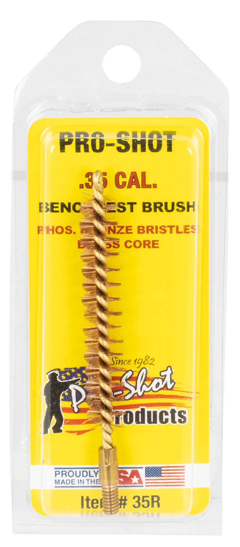 Pro-Shot 35R Bore Brush  .35 Cal/ 9mm Rifle #8-32 Thread Bronze Bristles Brass Core