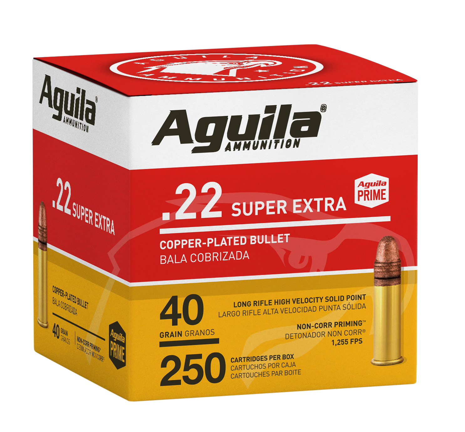 Aguila 1B221100 Super Extra High Velocity 22LR 40gr Copper Plated Solid Point 250 Per Box/8 Case