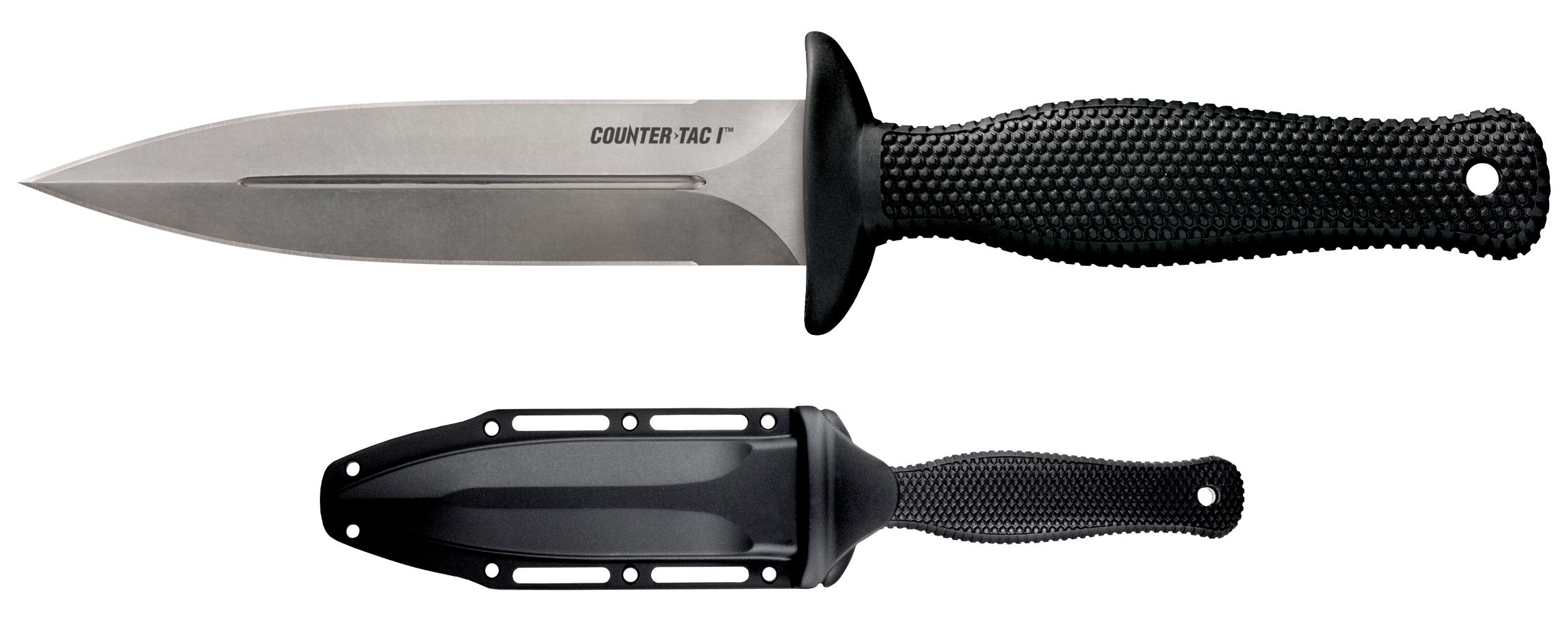 Cold Steel CS10BCTL Counter TAC I 5" Fixed Spear Point Plain Stone Washed AUS-8A SS Blade/ Black Textured Kray-Ex Handle Includes Belt Clip/Sheath