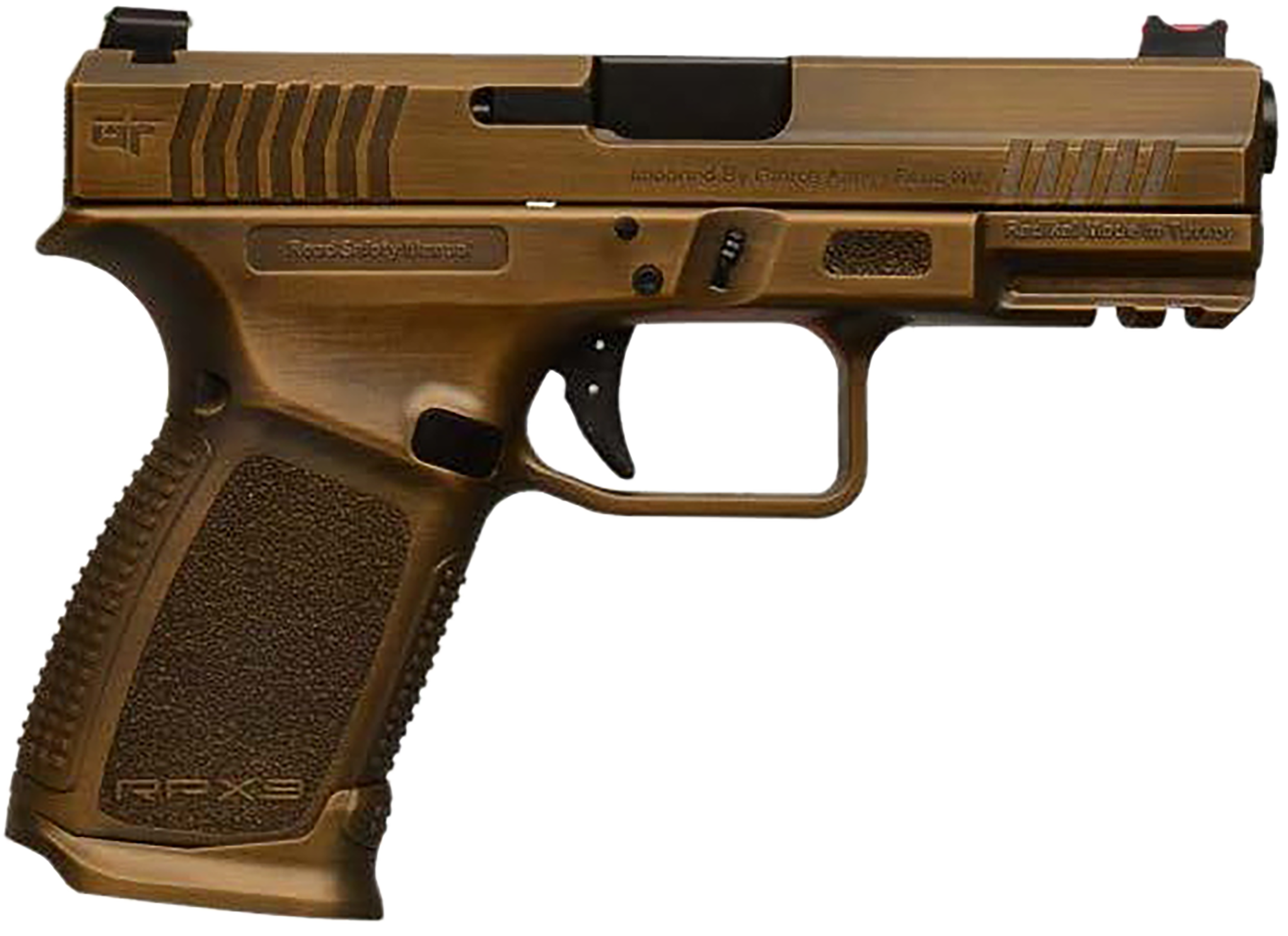 Gforce Arms GFRPX3C9BNZ Exodus  9mm Luger 15+1 4.02" Black Steel Barrel, Bronze Cerakote Serrated Steel Slide, Bronze Cerakote Polymer Frame w/Accessory Rail, Textured Grip