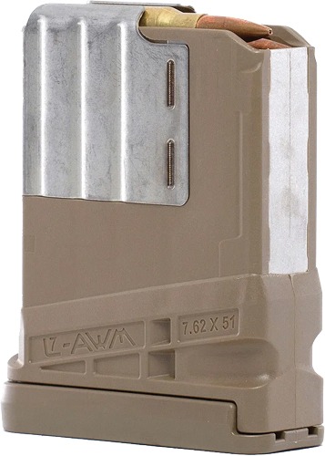 LANCER MAGAZINE L7AWM SR-25 7.62X51 5RD OPAQUE FDE GEN 2