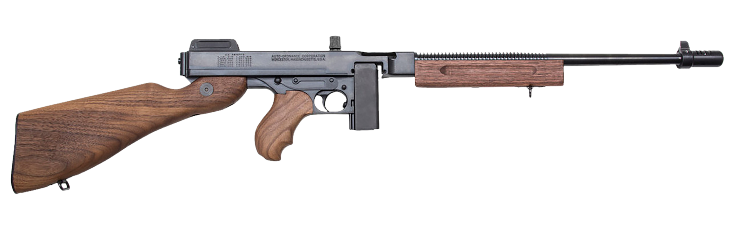 Thompson T110SH 1927A-1 Deluxe 45 ACP Caliber with 18" Barrel, 10+1 Capacity (Stick), Blued Metal Finish, American Walnut Stock Horizontal Wood Grip Right Hand