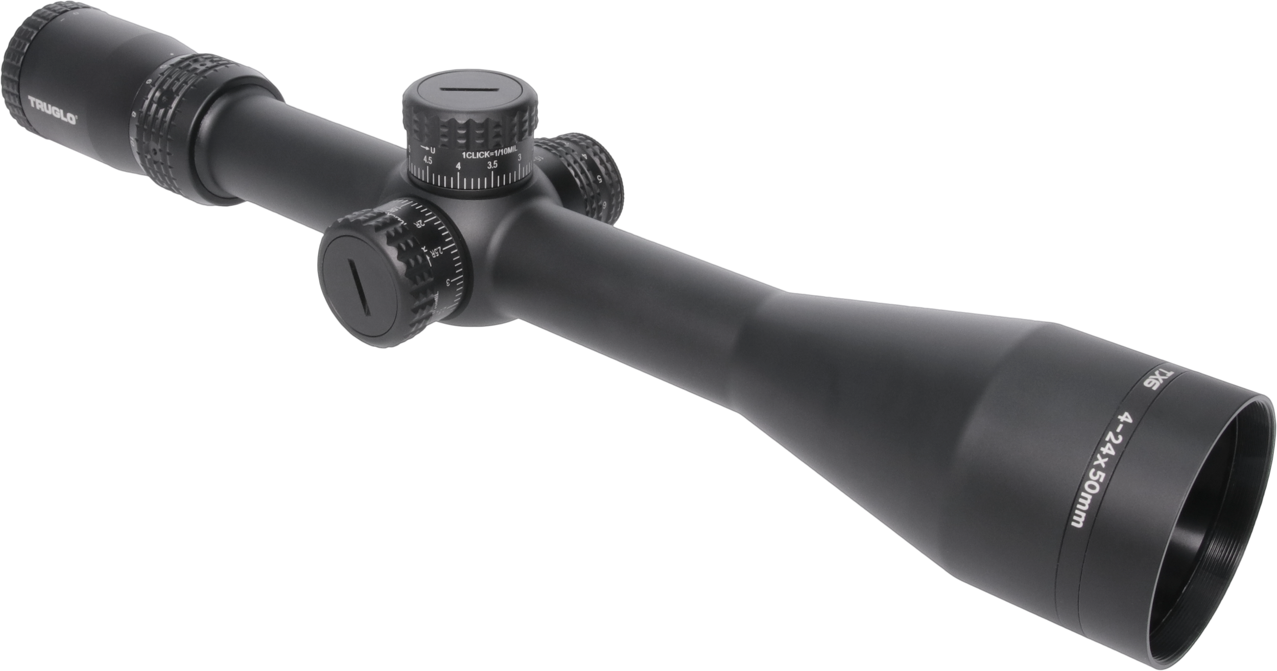 Truglo TG8542TF TX6  4-24x 50mm Obj 30mm Tube Black Finish Illuminated Milliradian  First Focal Plane