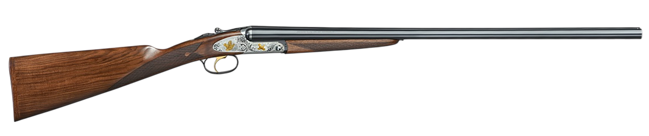 F.A.I.R. FRISSL1228 Iside Select 12 Gauge Break Open 2rd 28" Black Side By Side Barrel, Polished Silver w/Gold Inlay Receiver, English Style Oiled Walnut Stock, Technichoke XP50 Choke System