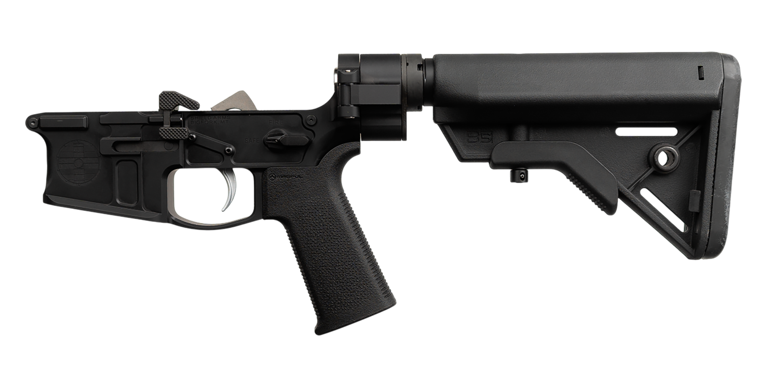 Shield Arms SA-SA15FB SA-15 Complete Lower Receiver Multi Aluminum Black Anodized B5 Systems Bravo for AR-15