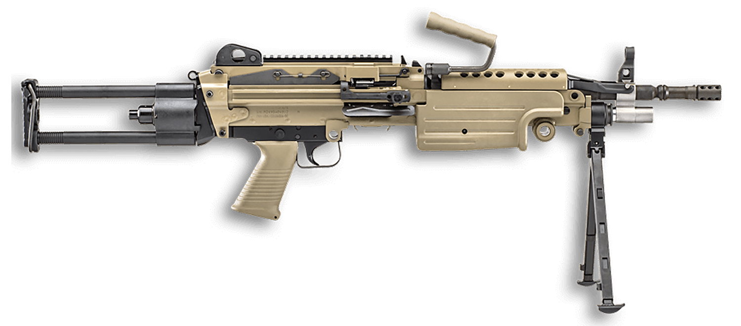 FN 46100172 M249S Para 5.56x45mm NATO 16.10" Barrel 30+1 Mag Or 200rd Belt Capacity,  Flat Dark Earth Rotating & Telescoping Stock, Hydraulic Recoil Buffer, Non-Slip Buttplate, Optics Ready