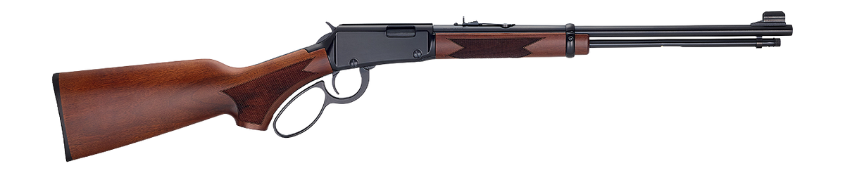 Henry H001PG22 Western 22 S/L/LR 15/17/21+1 18.50" Blued Round Barrel, Black Aluminum Grooved Receiver, American Walnut Fixed w/Pistol Grip Stock
