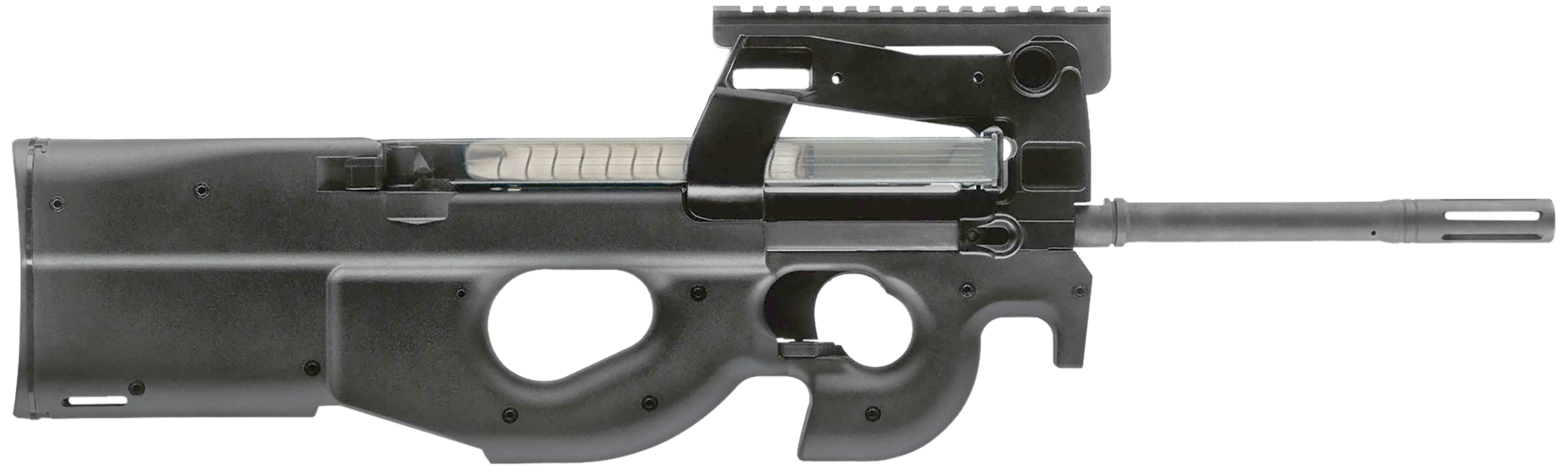 FN 3848950460 PS90 5.7x28mm 30+1 16" Black Ported Barrel, Black Picatinny Rail Aluminum Receiver, Matte Black Synthetic Bullpup w/Thumbhole Stock, Ambidextrous