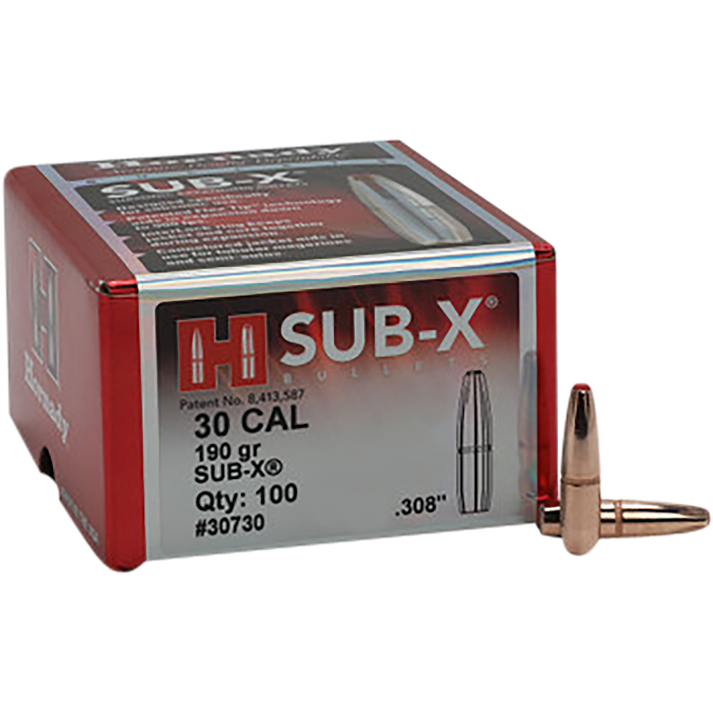 Hornady 30730 Sub-X 30 Cal .308 190 gr Subsonic eXpanding 100 Per Box/ 15 Case