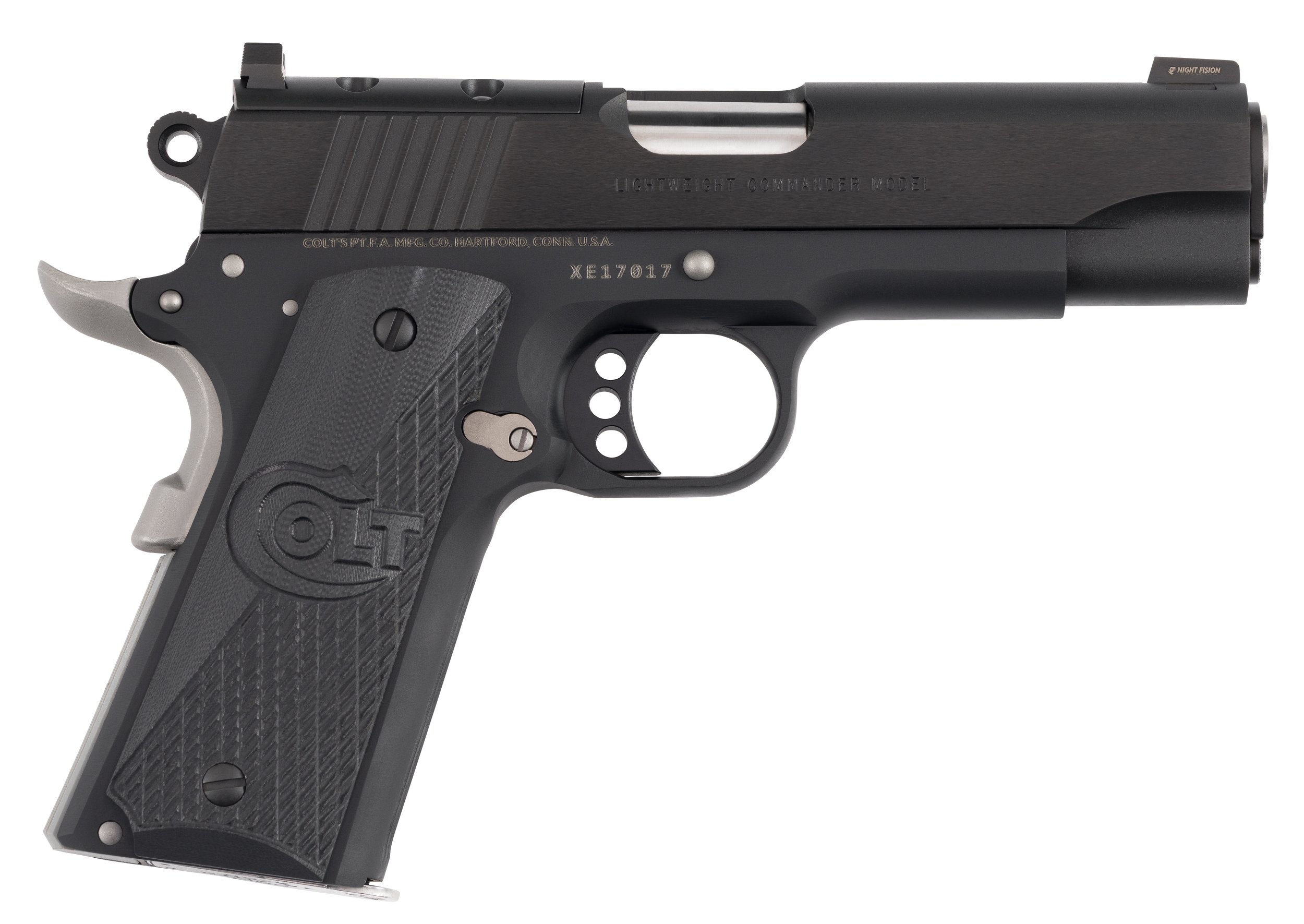 Colt Mfg O4840NC-OR Night Commander 45 ACP 8+1 4.25" Stainless Barrel, Matte Black Cerakote Stainless Steel Optic Ready/Serrated Slide, Matte Black Cerakote Aluminum Frame w/Beavertail, Black G10 Gr