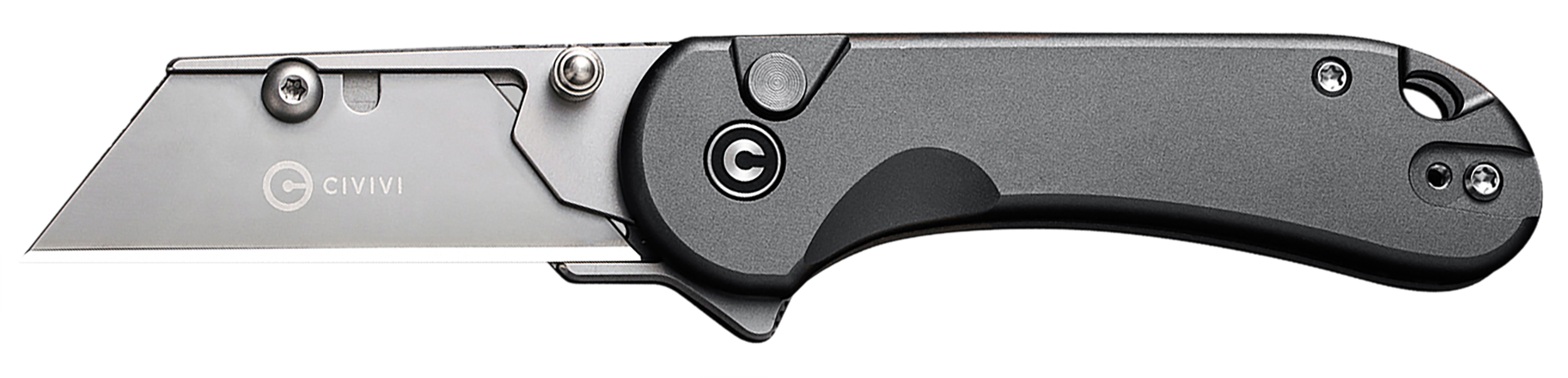 Civivi Knives C23039B-4 Elementum Utility All Purpose Utility Plain 6Cr13 Stainless Steel Blade, Gray Aluminum Handle, 3 Blades & Pouch