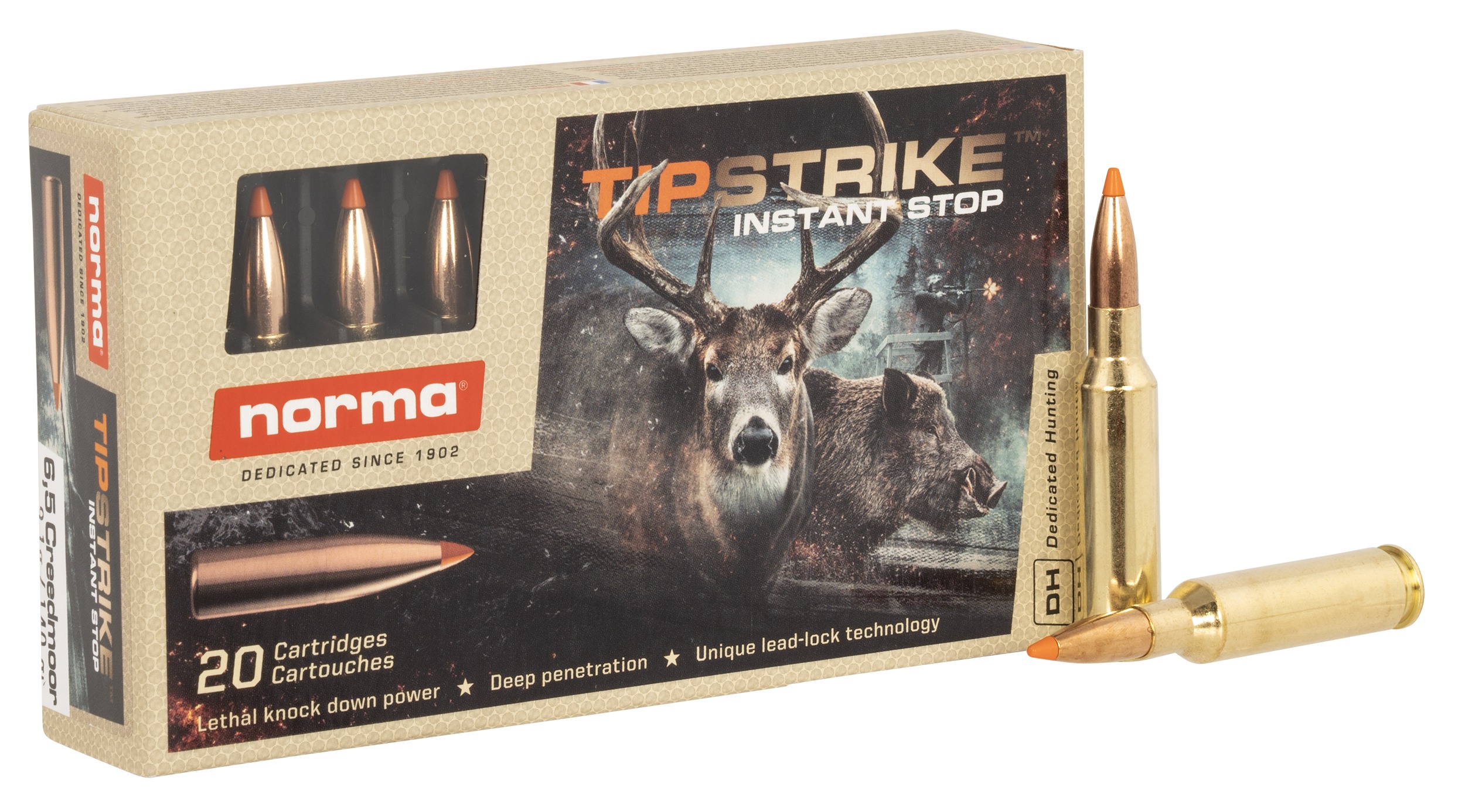 Norma Ammunition 20166512 Dedicated Hunting Tipstrike 6.5Creedmoor 140gr 20 Per Box/10 Case