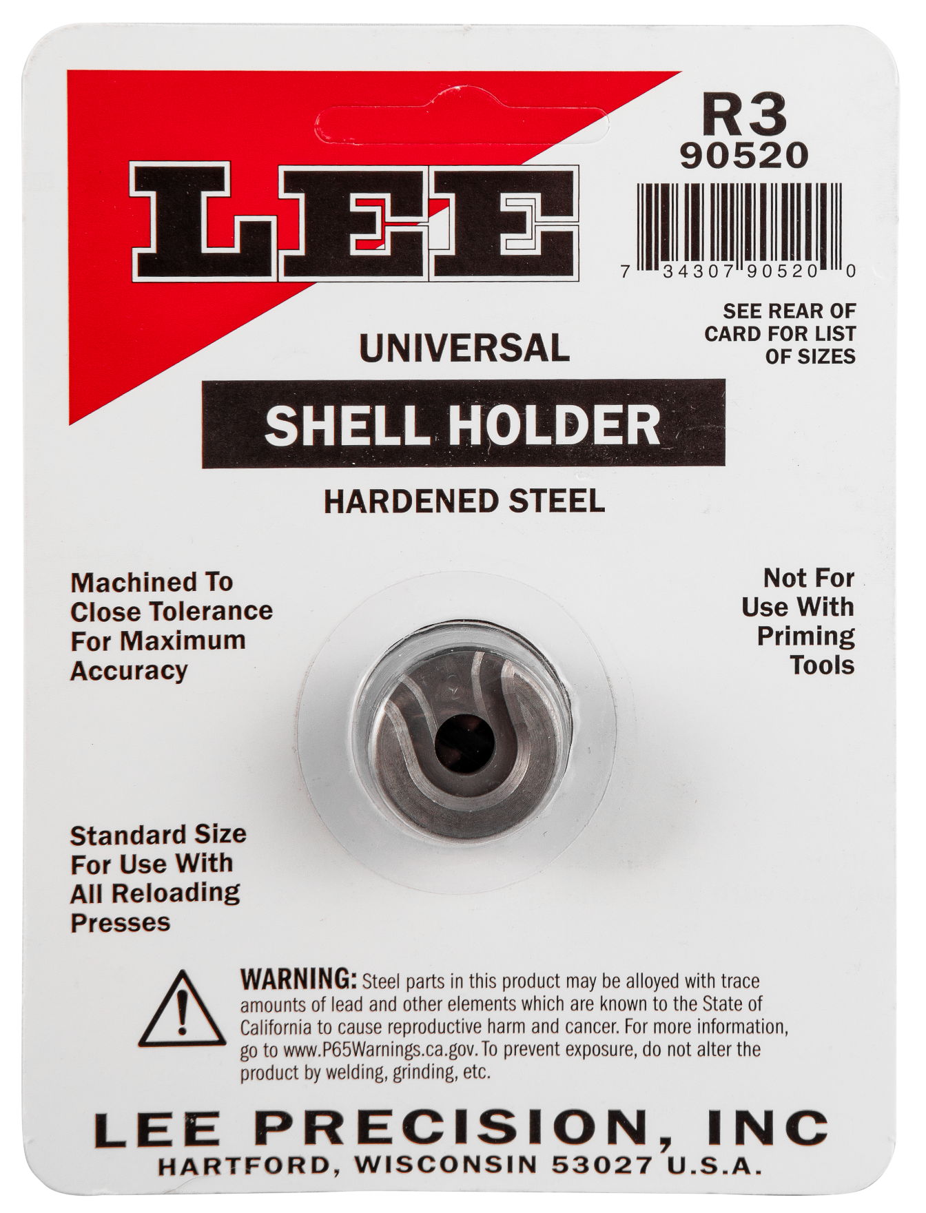 Lee Precision 90003 Shell Holder Universal #16R 500 S&W / 7.62x54 Russian
