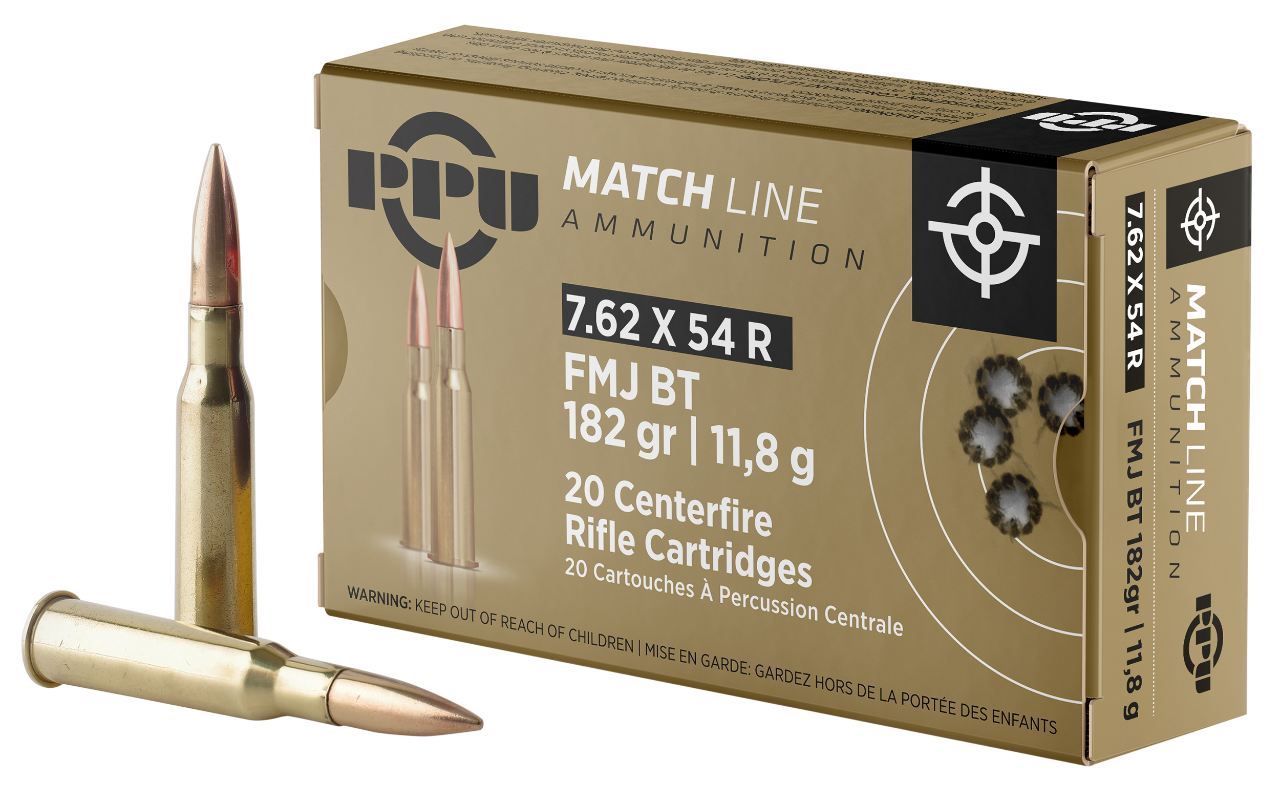 PPU PPM7 Match 7.62x54mmR 182gr Full Metal Jacket 20 Per Box/10 Case