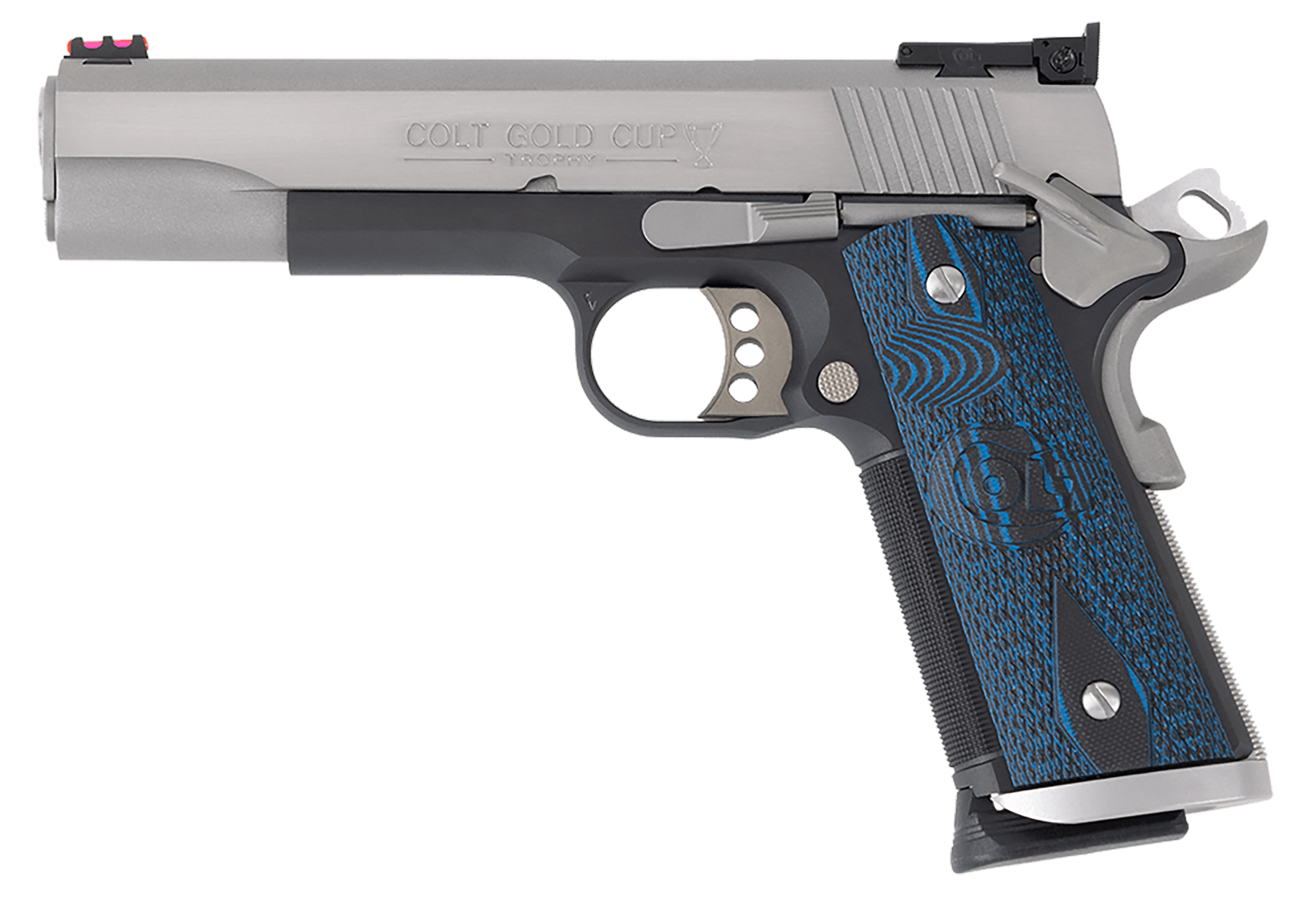 Colt Mfg O5970XETT Gold Cup Trophy 45 ACP 8+1 5" Stainless National Match Barrel, Stainless Steel Serrated Slide & Frame w/Beavertail, Ambidextrous