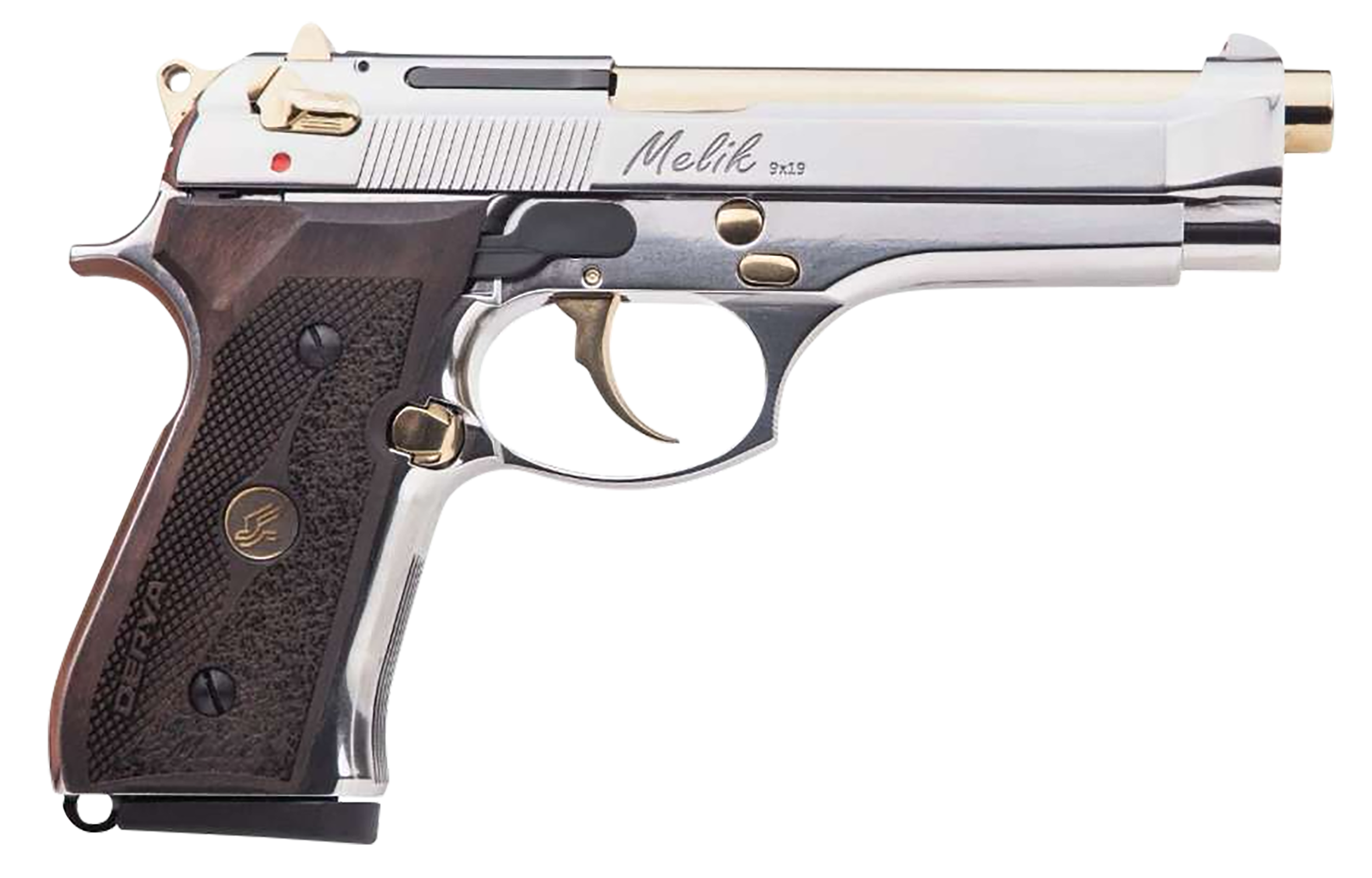Derya Firearms 10L.MELIK9.NG.TR Melik  9mm Luger 10+1 4.90" Gold TiN Steel Barrel, Black Melonite Serrated Steel Slide,  Black Aluminum Frame, Black Polymer Grip