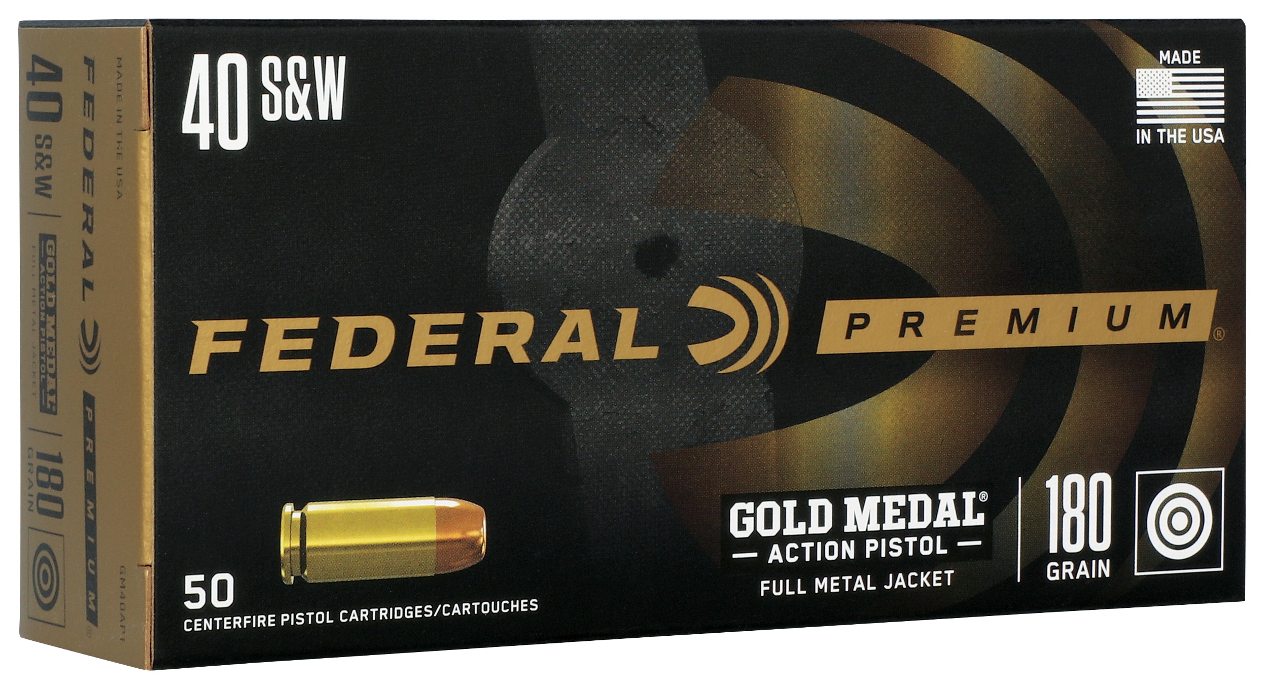 Federal GM40AP1 Gold Medal Centerfire Pistol 40S&W 180gr Full Metal Jacket 50 Per Box/10 Case