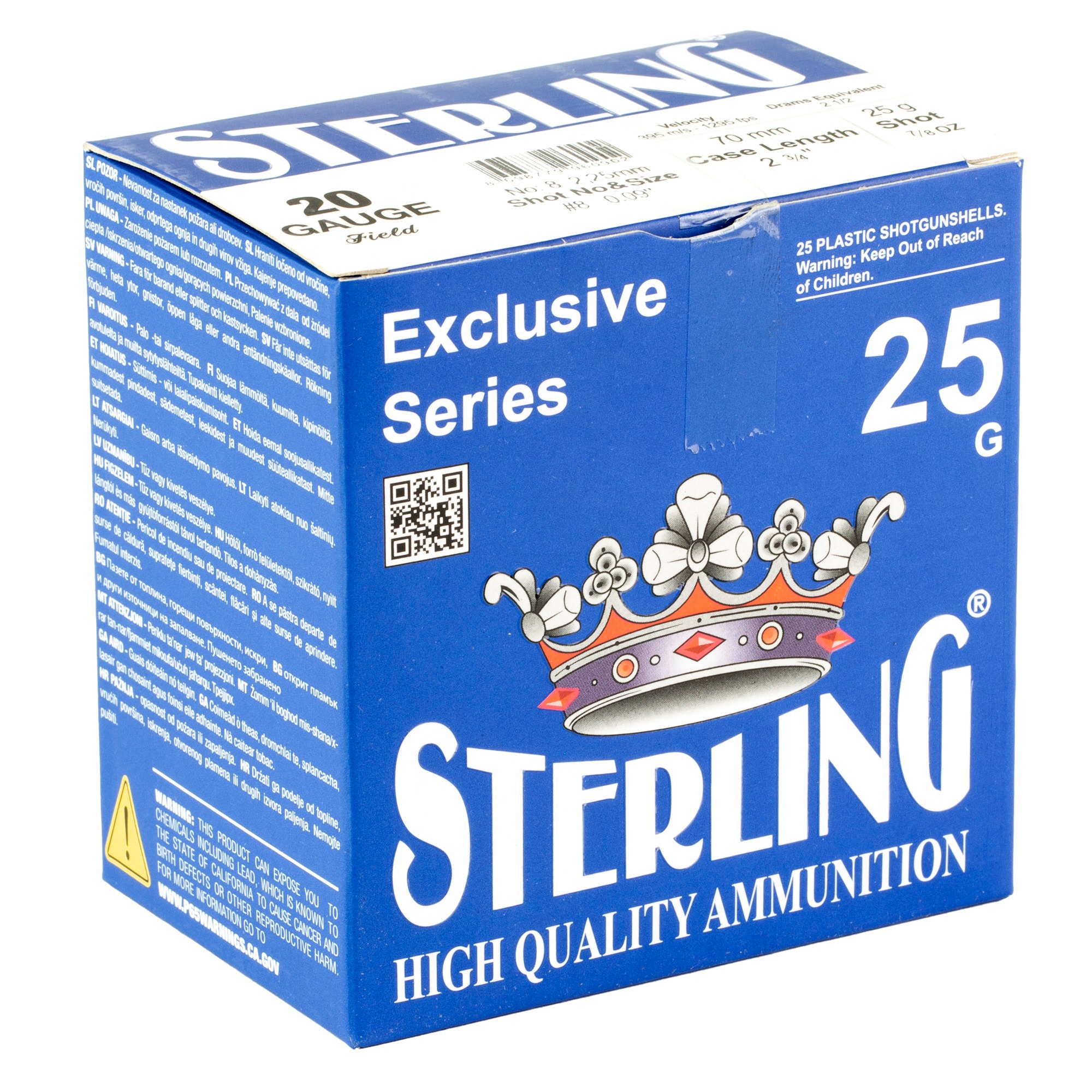 STERLING EXCLSV 20GA 2.75" #8 25/250