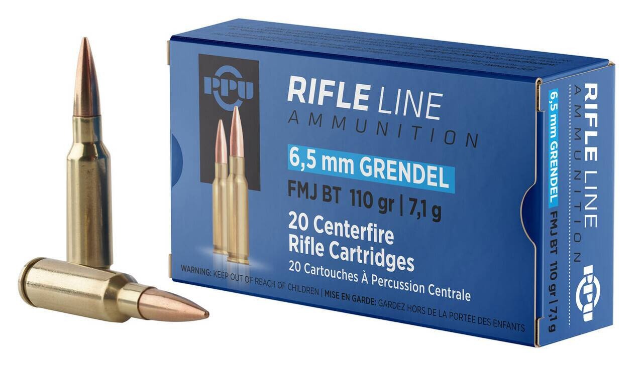 PPU 6.5 GRENDEL FMJBT 110GR 20RD BOX 25 BOXES PER CASE