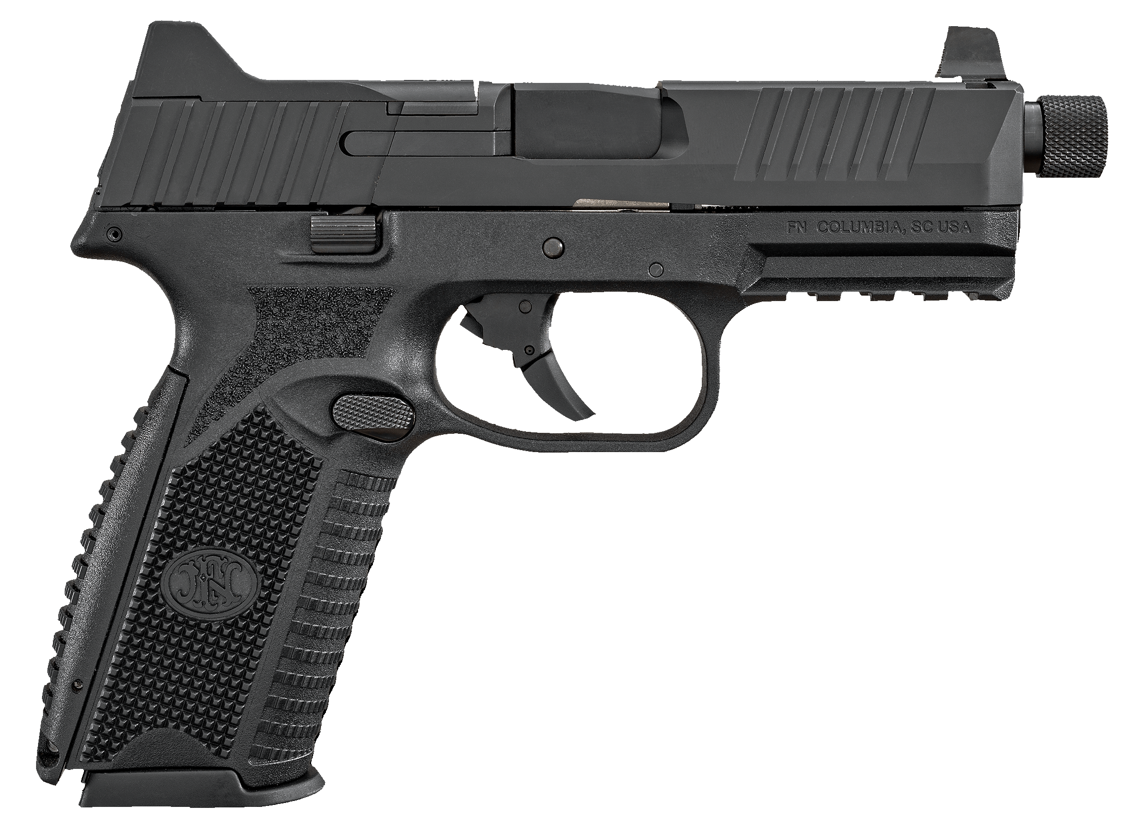 FN 66100375 509T  9mm Luger 17+1/24+1, 4.50" Black Steel Threaded Barrel, Matte Black Optic Ready/Serrated Stainless Steel Slide, Matte Black Polymer Frame w/Picatinny Rail