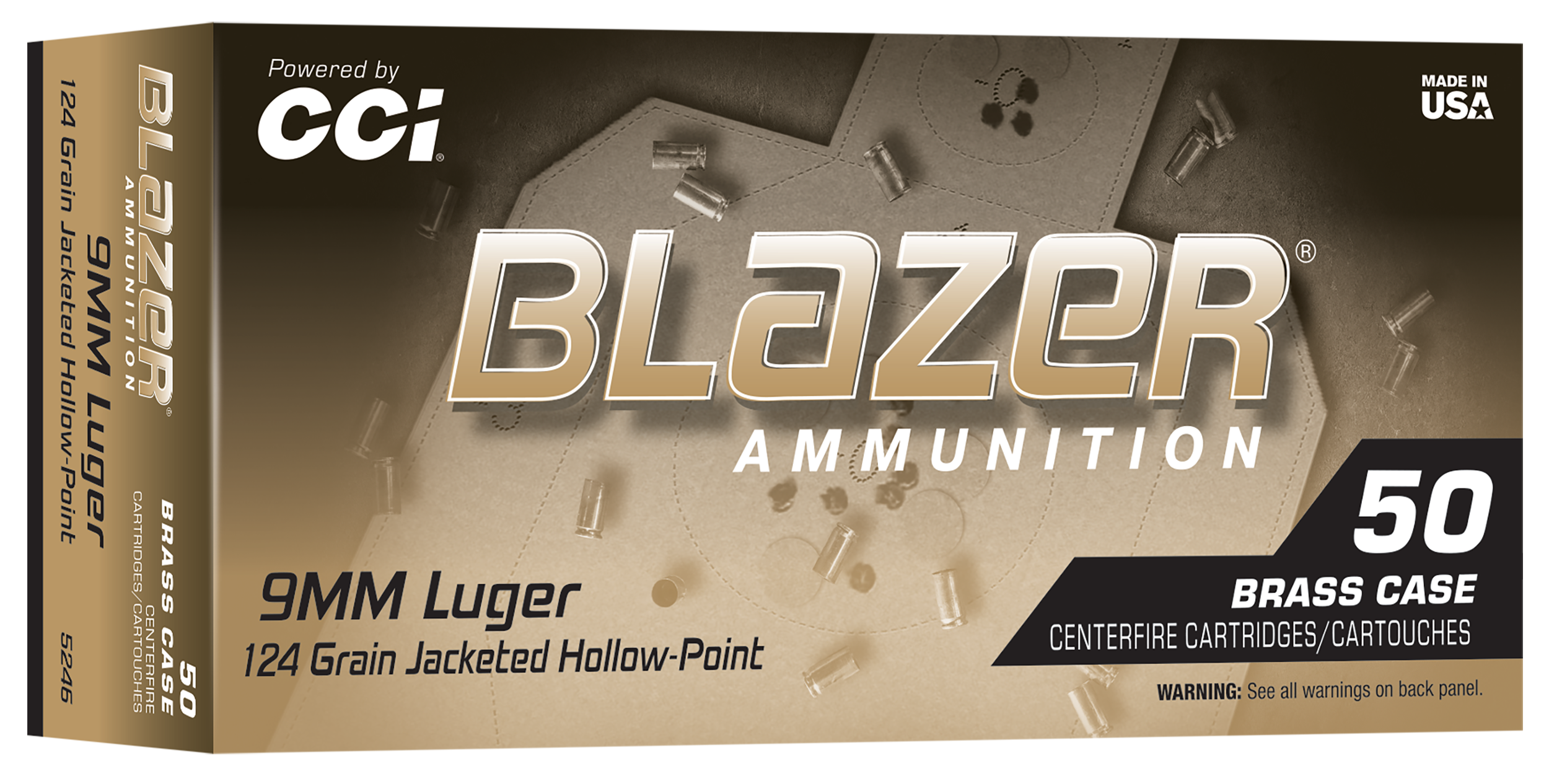 CCI 5246 Blazer  9mmLuger 124gr Jacketed Hollow Point 50/Box