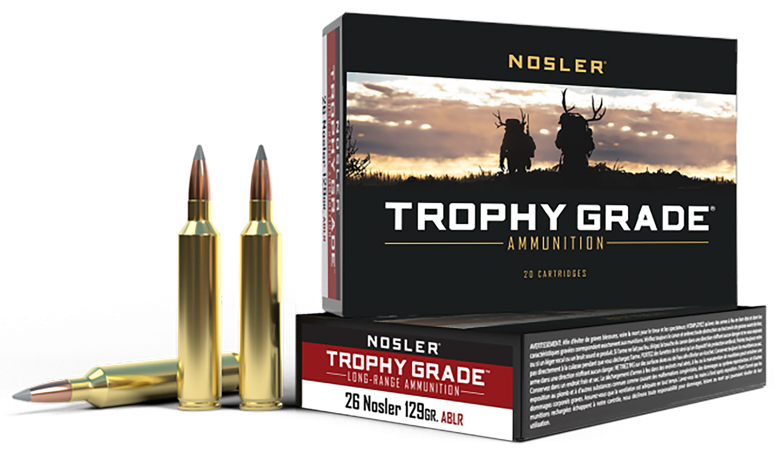Nosler 60110 Trophy Grade Long-Range 26Nosler 129gr Nosler Spitzer AccuBond Long Range 20 Per Box/10 Case