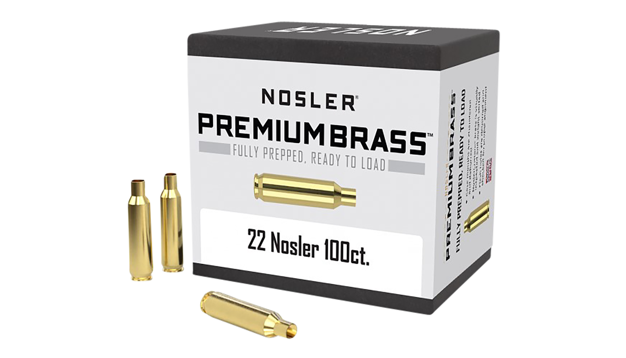 Nosler 10067 Premium Brass Unprimed Cases 22Nosler Rifle Brass 100/Box