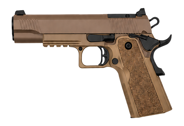 Tisas Arms 12500904 1911 Duty DS 9mm Luger 18+1 5" Black Barrel, Coyote Brown Cerakote Carbon Steel Optic Ready/Serrated Slide, Flat Dark Earth Carbon Steel Frame w/Beavertail & Picatinny Rail, RMSc F