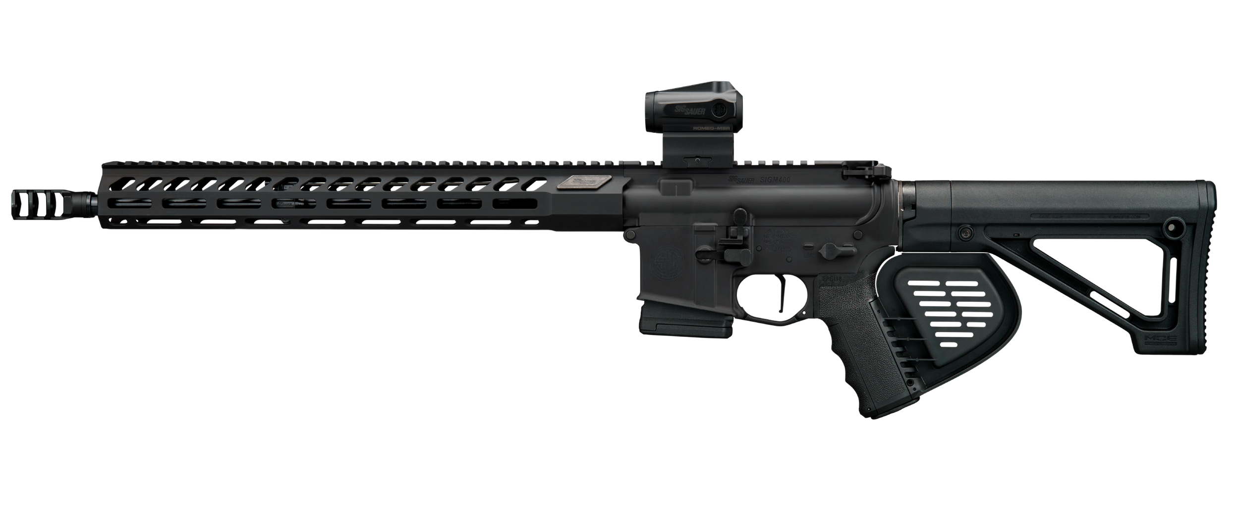 Sig Sauer RM400556N16BFORGECA M400 Forge *CA Compliant 5.56 NATO 10+1 16" Black Anodized Alloy Receiver w/Picatinny Rail, M-LOK Handguard, Magpul MOE Black Polymer Stock, Shark Fin Grip, Sig ROMEO MSR