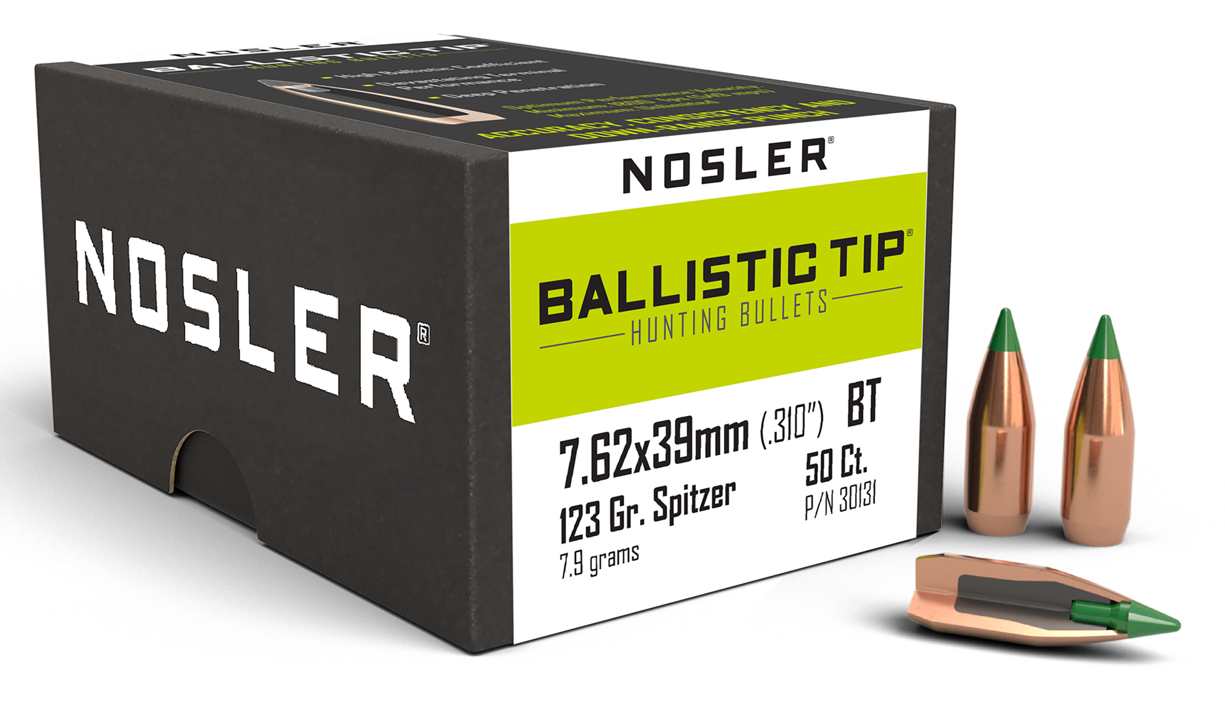 Nosler 30131 Ballistic Tip  7.62x39mm 123gr Spitzer Boat Tail 50/Box