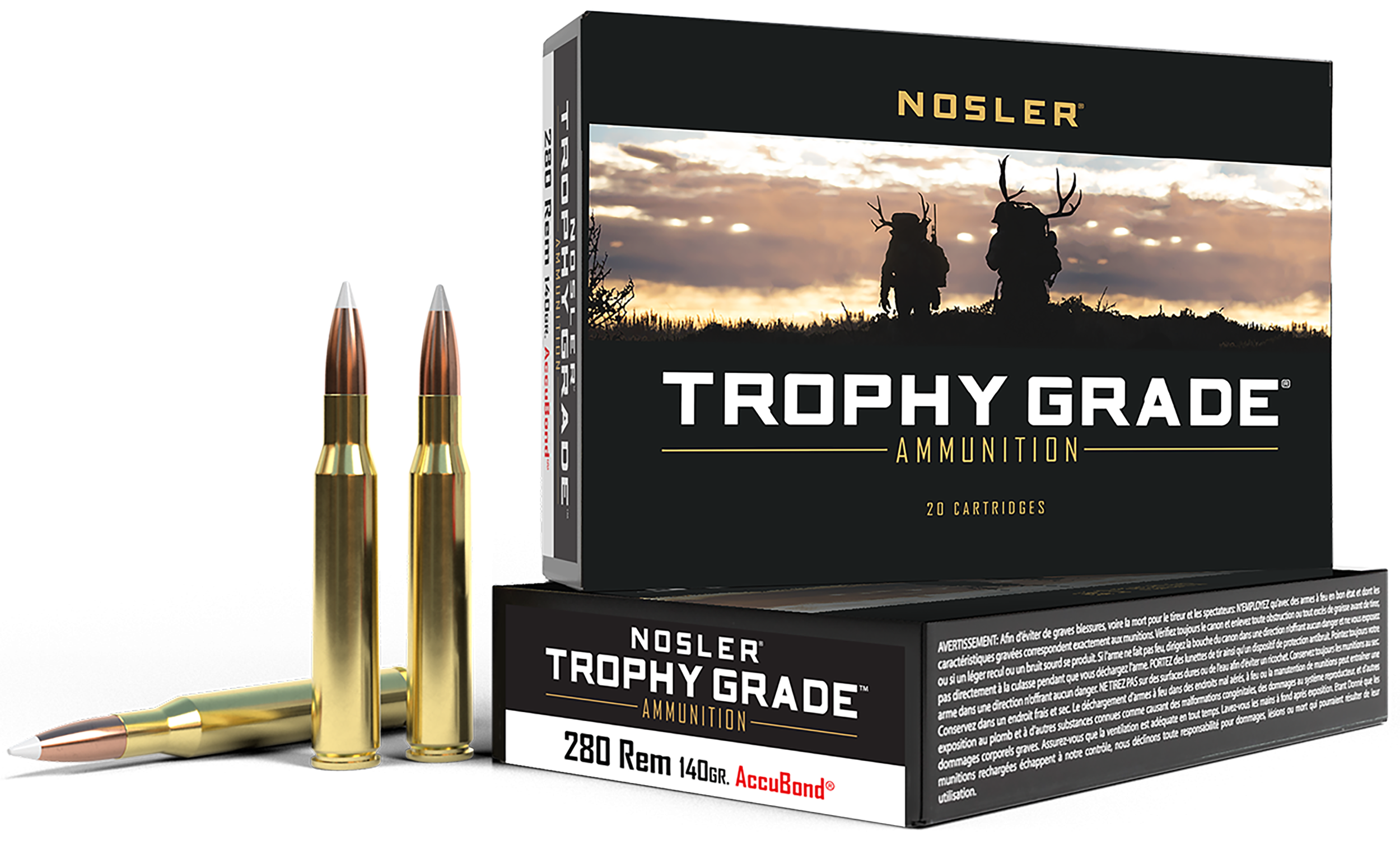 Nosler 48545 Trophy Grade 280Rem 140gr Nosler AccuBond 20 Per Box/10 Case