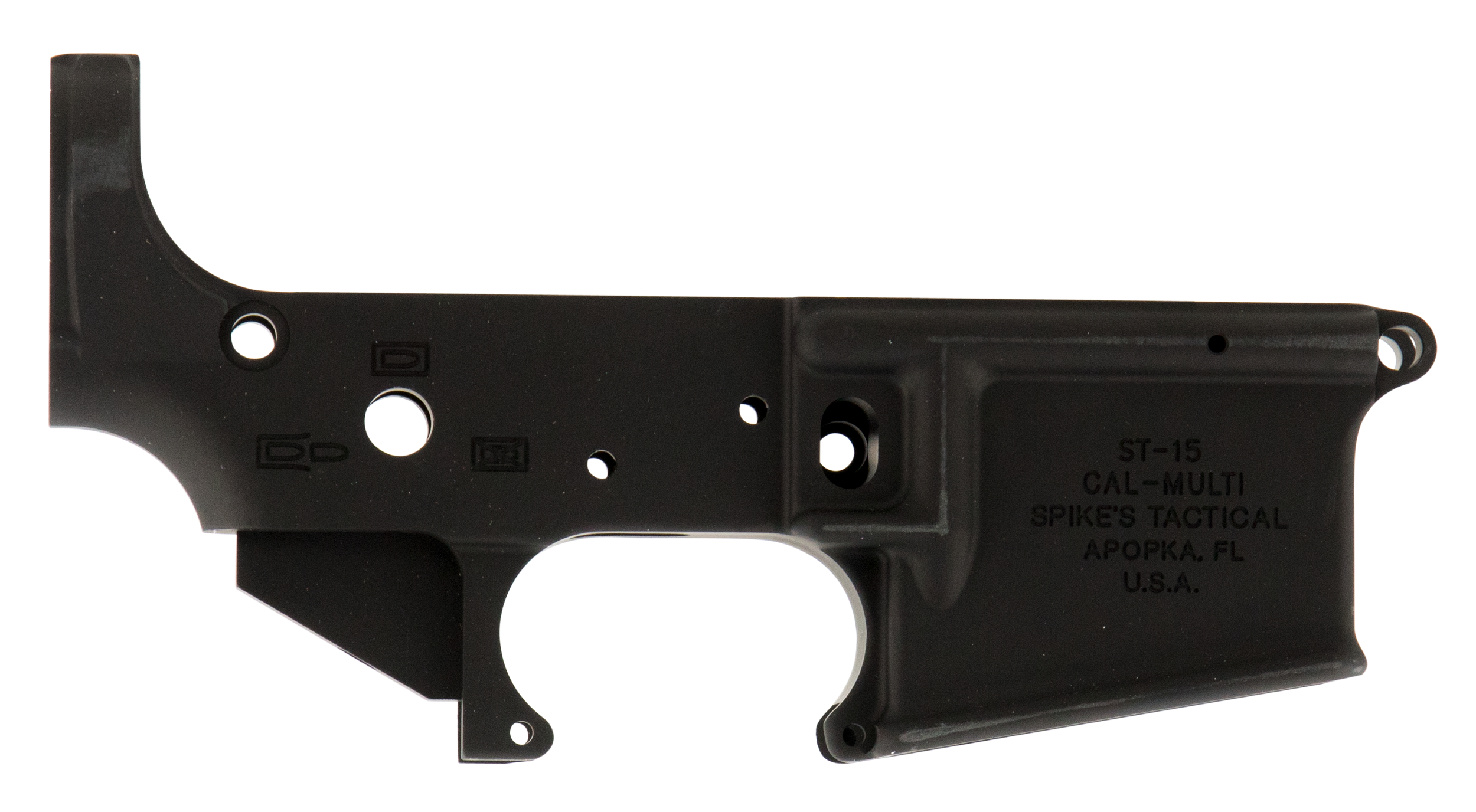Spikes STLS045 No Logo Stripped Lower Receiver Multi-Caliber 7075-T6 Aluminum Black Anodized for AR-15