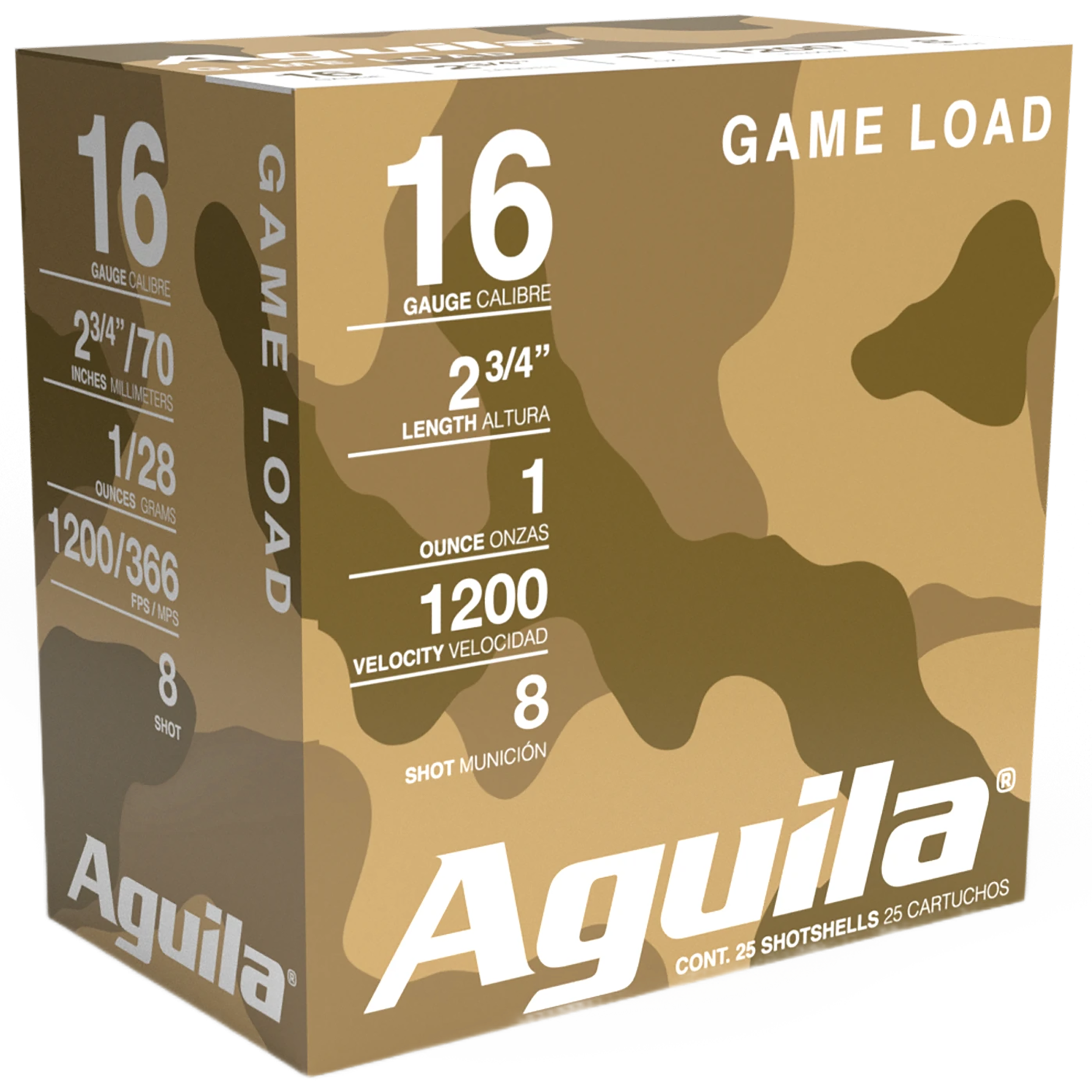 Aguila 1CHB1618 Game Load  16Gauge 2.75" 1oz 8Shot 25 Per Box/10 Case