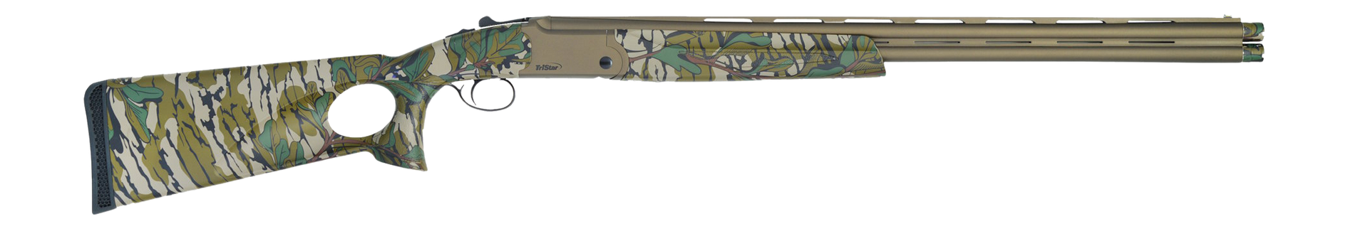 TriStar 30520 Upland Hunter  20 Gauge Break Open 3" 2rd 26" Bronze Cerakote Over/Under Vent Rib Barrel, Bronze Cerakote Engraved Receiver, Thumbhole Mossy Oak Green Leaf Synthetic Stock