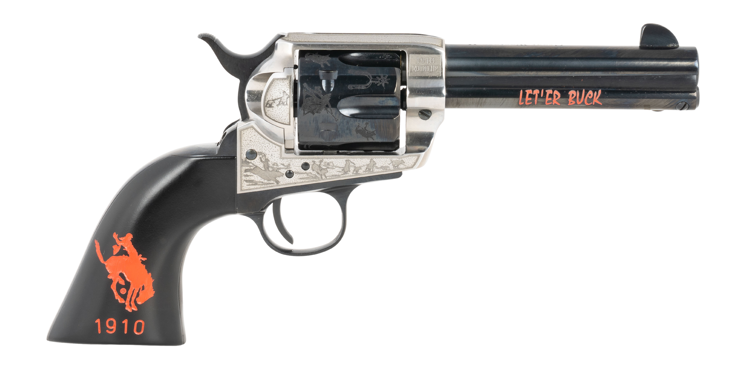 Pietta PFI45PR434BP 1873 Great Western II Pendleton Round?Up 45 Colt (Long Colt) 4.75" Blued Engraved Barrel & Cylinder, Ultra Black Engraved Grip, Exposed Hammer